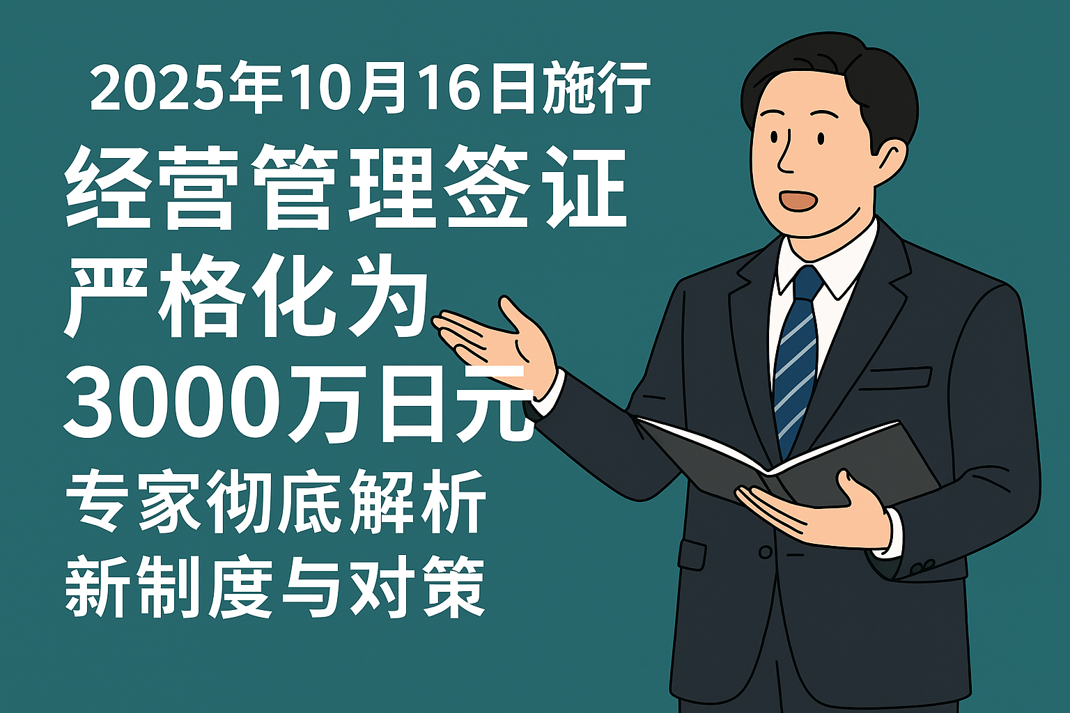 【2025年10月16日施行】经营管理签证严格化为3000万日元!专家彻底解析新制度与对策!